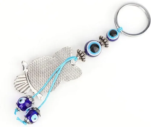 Vista 7 de Llavero de mal de ojo, dije azul de protección turca, soporte para llaves de buena suerte, lindo adorno colgante de automóvil, decoración del hogar