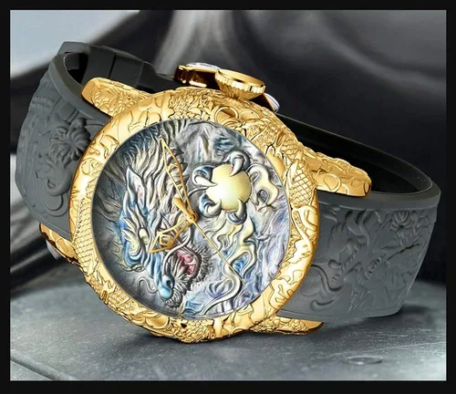 Vista 5 de Reloj de pulsera para hombre, de silicona, impermeable, deportivo, de cuarzo, con esqueleto mecánico, esfera grande