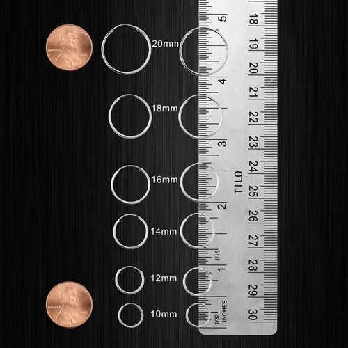 Vista 3 de Aretes de argollas sinfín redondas de oro blanco de 14 ct - 10-18 mm