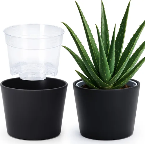 Vista 20 de Phoenix Vine Macetero de plástico verde oliva de 4.5 pulgadas con maceta transparente, cubierta decorativa ligera con maceta interior transparente