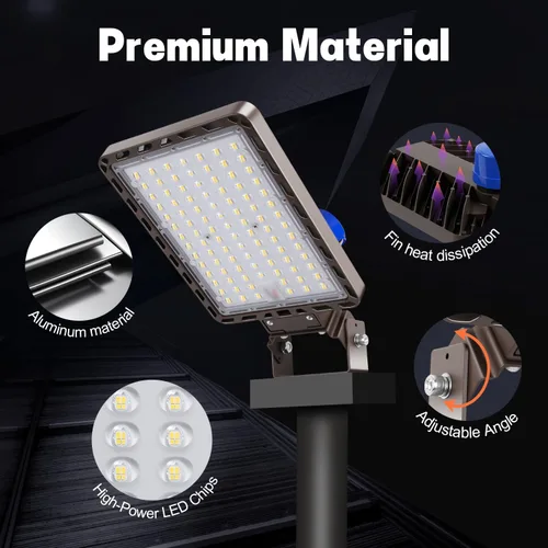 Vista 3 de Juyace Luz LED de estacionamiento de 240 W con fotocélula 36000LM 5000K, luz de inundación de seguridad IP65 del atardecer al amanecer al aire libre