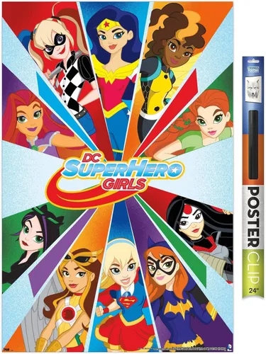 Vista 18 de Trends International DC Comics DC Superhero Girls - Póster de collage de pared, 22.4 pulgadas de largo x 14.7 pulgadas, versión enmarcada de madera