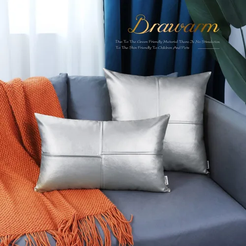 Vista 48 de BRAWARM Fundas de Almohada Decorativas de Cuero Sintético 12 X 20 Pulgadas, Fundas de Almohada Lumbar de Cuero Naranja Paquete de 2, Almohadas