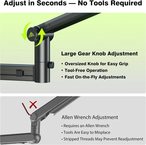 Vista 4 de AA AUDIO ACCESSORY Soporte de escritorio con brazo de micrófono (diseño para micrófono pesado) capacidad de carga de 6.6 libras, bloqueo