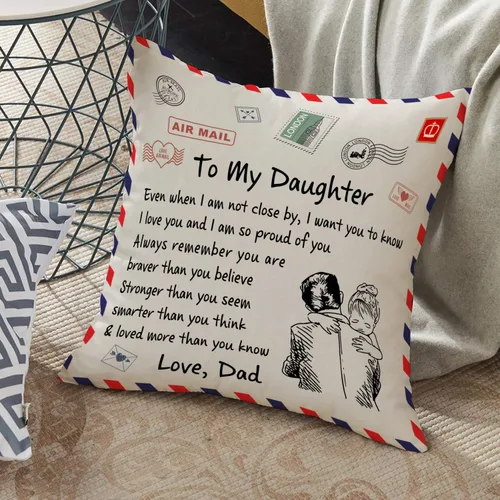 Vista 3 de Kenon Fundas de almohada personalizadas para hija, funda de almohada cuadrada decorativa personalizada para hija de papá Bithday