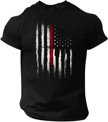 Vista 37 de Camisetas de verano para hombre, estilo casual, ajustado, manga corta, de algodón, patriótica, de Estados Unidos, con bandera americana, camiseta