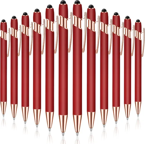 Vista 21 de Tenare 12 piezas 2 en 1 bolígrafo de metal con punta de lápiz capacitivo, bolígrafo de 1,0 mm de tinta negra para pantallas táctiles (color surtido)