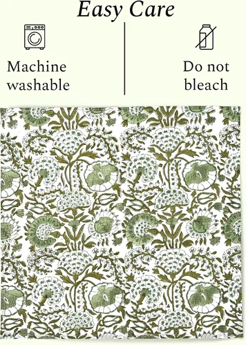 Vista 9 de Servilletas de tela CPC 100% algodón Juego de 4 servilletas reutilizables, servilleta de cena floral de bloque de impresión india, servilleta