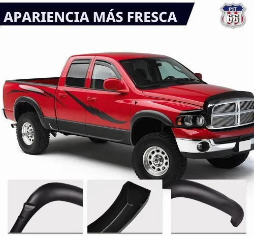 Vista 4 de PIT66 Guardabarros para guardabarros, compatibles con Dodge Ram 1500/2500/3500 1994-2001, juego de bengalas de rueda negras estilo fábrica, 4 piezas