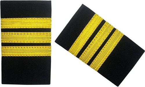 Vista 3 de 1 par de charreteras de piloto de aerolíneas profesionales tradicionales aviadores capitán uniforme con rayas doradas