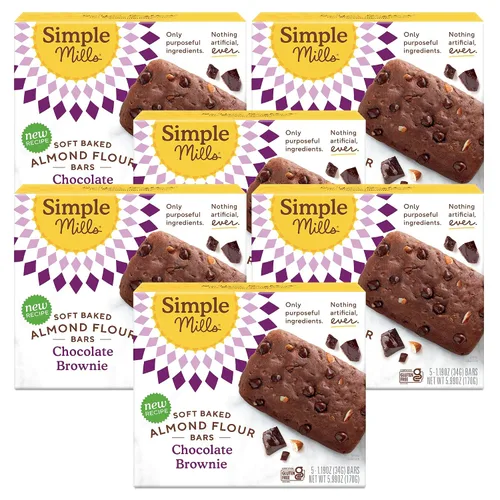 Vista 12 de Simple Mills, Barras de Harina de Almendra Horneadas Suavemente de Brownie de Chocolate 5 Unidades, 5.99 Onzas