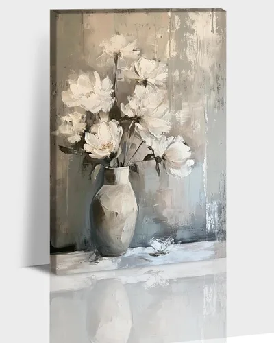 Vista 23 de Hzddty Lienzo de flores rojas de amapola para pared, pintura floral abstracta para paredes, imágenes de flores con estampado floral, decoración