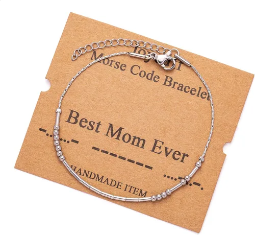 Vista 40 de JoycuFF Pulseras inspiradoras de código morse para mujeres, cuentas de plata, joyería con mantra de motivación, regalos para ella