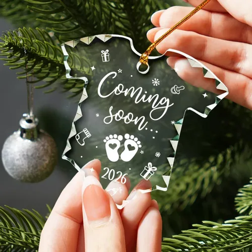 Vista 2 de Jesuspirit Adorno de bebé esperando 2025 – Regalos para futuros padres, padres que esperan ser regalos únicos 2025 – Adorno de Navidad de cristal