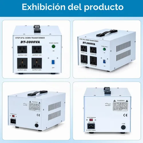 Vista 8 de Transformador de voltaje de 3000 W, convertidor de potencia de 110 V/120 V y 220 V/240 V, regulador toroidal de 4 salidas, protección contra