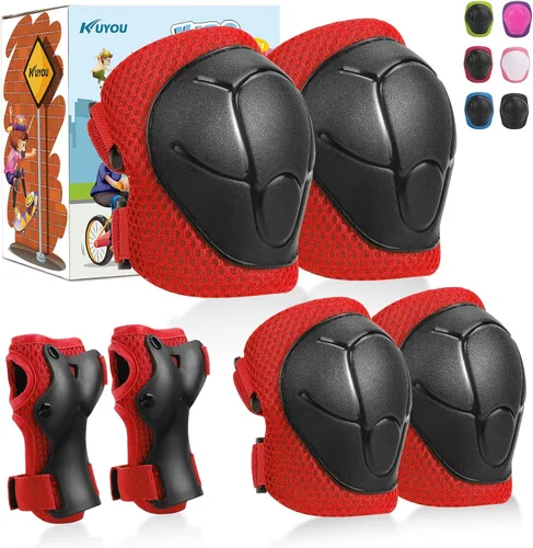 Vista 7 de KUYOU Rodilleras para Niños Coderas Protectores Equipo de Protección Conjunto Equipo de Seguridad para Patines de Ruedas Ciclismo Bicicleta BMX
