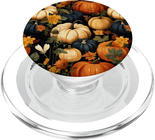 Vista 8 de Calabazas con patrón de otoño PopSockets estándar PopGrip