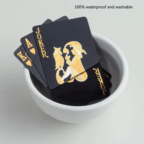 Vista 3 de Naipes - Juegos de cartas impermeables para familias - Juegos de cartas de casino vintage con temática de cartas para adultos (negro)