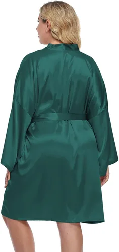 Vista 3 de Bata de baño de satén para mujer, talla grande, bata corta de seda para dama de honor, boda, fiesta, camisón para dormir