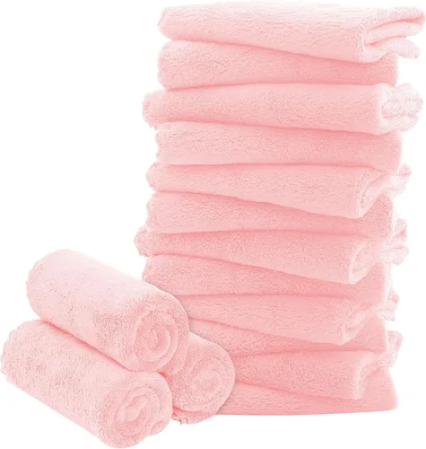 Vista 29 de Paquete de 16 toallitas para bebé - 10x10 pulgadas, vellón de coral - Paños de lavado extra absorbentes y suaves para recién nacidos, bebés y niños
