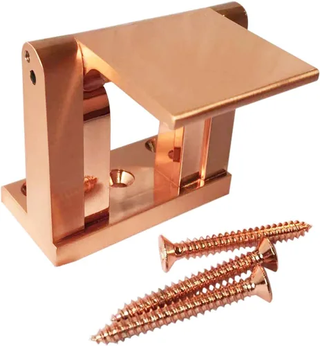 Vista 4 de HARDWOOD HWPDL01-US11 Cerradura de seguridad para puerta, cobre satinado, aleación de zinc, refuerzo de puerta de privacidad, 1 paquete