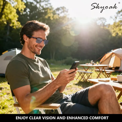 Vista 5 de SKYOAK Paquete de 2 lentes de sol de lectura prémium para hombres con protección UV400 al aire libre, TR90 lectores de sol con lente oscura Lectores