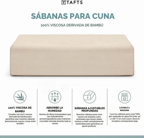 Vista 3 de TAFTS Sábanas de Bambú para Niños y Niñas - Sábanas de Bambú 100% Pura Viscosa Orgánica - Sábanas de Bambú 400TC - 1 pieza - 8" Deep Pocket - Tacto