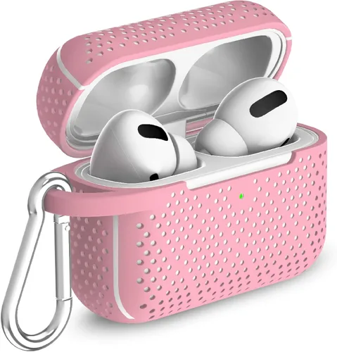Vista 8 de TalkWorks Funda para AirPods Pro con llavero – Funda protectora de silicona dura para AirPods, llavero con clip, mosquetón de carga inalámbrica Negro