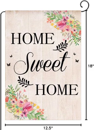 Vista 5 de Spring Home - Bandera de jardín de 12.5 x 18 pulgadas, vertical, de arpillera de doble cara, flor de bienvenida, decoración rústica para el hogar