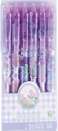 Vista 7 de MOZXIRZ 6 piezas de bolígrafos de tinta de gel borrables, bolígrafos retráctiles, lindos bolígrafos rosa y melocotón, bolígrafo de punta fina