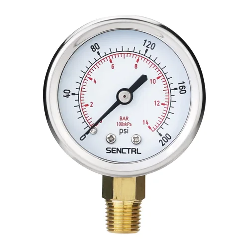 Vista 23 de SENCTRL - Medidor de presión de vacío de 30inHg, esfera de 2", NPT de 1/8, montaje inferior, estuche de acero inoxidable, resistente al agua