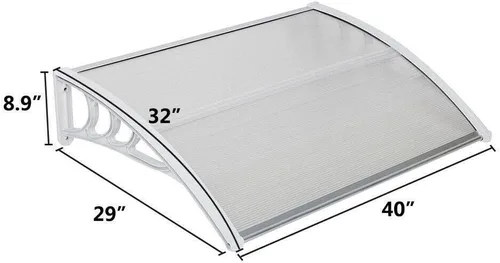 Vista 3 de Toldo de ventana de 40 x 30 pulgadas para puerta delantera, cubierta gris para puerta de jardín