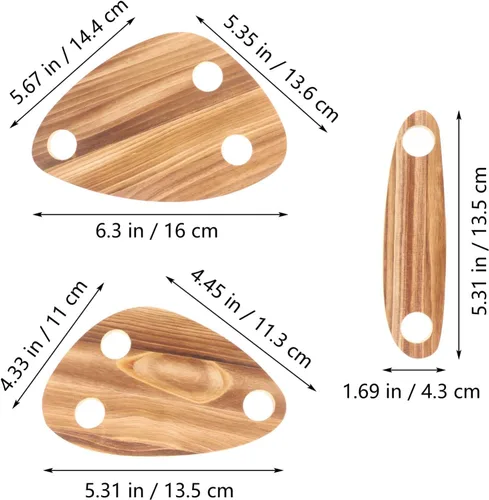 Vista 2 de Hemoton Juego de 3 bandejas rectangulares de madera para servir con tapa para botella de vino, platos de queso y bandeja de joyería