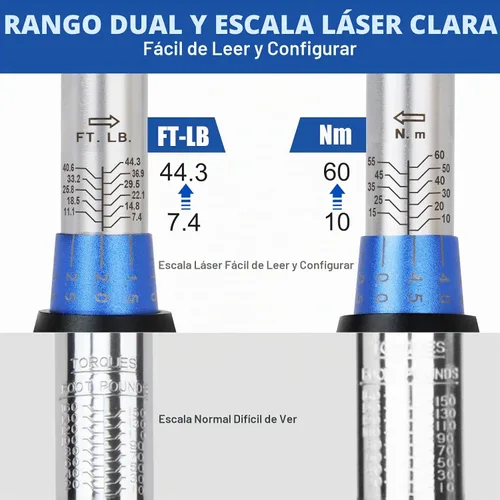 Vista 2 de BULLTOOLS Llave dinamométrica de 3/8 pulgadas con clic de accionamiento, juego de llaves dinamométricas de 72 dientes de dirección dual. Llave