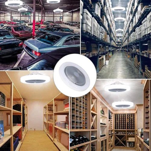 Vista 2 de Ventilador de techo inteligente con luces, montaje empotrado, tres velocidades, ideal para dormitorios pequeños