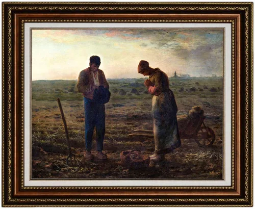 Vista 3 de ELITEART -El Ángelus por el pintor francés Jean-François Millet Reproducción de pintura al óleo Giclée de arte de pared, impresiones en lienzo