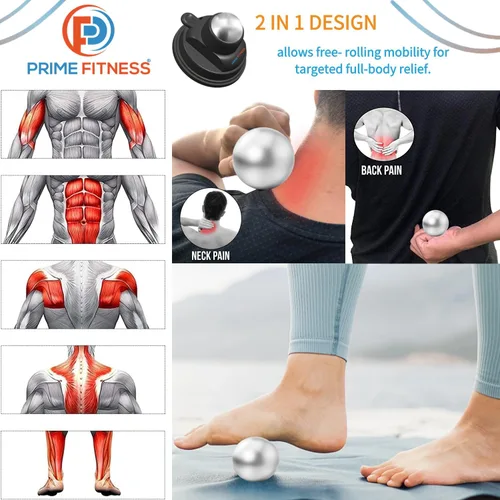 Vista 3 de PRIME Fitness Bola de masaje montada en la pared Terapia de frío Masajeador de espalda Cryo Stick Alivia el dolor muscular (masajeador 360)