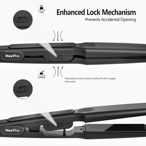 Vista 7 de Plancha de cerámica con placa flotante 3D, plancha de pelo con 15 temperaturas para cabello grueso, mango ergonómico de silicona, pantalla LCD, Negro