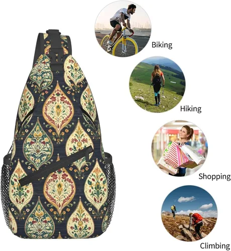 Vista 5 de Small Crossbody Bags for Women Men - Vintage Pattern 1 Print Adjustable Shoulder Bag Fanny Packs Belt Sling Bag Crossbody Purses Backpack for Travel
