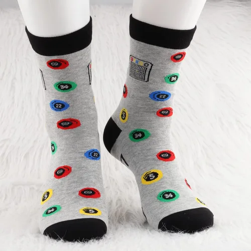 Vista 5 de MBMSO Divertidos calcetines de bingo – 2 pares de calcetines de vestir para mujer de bingo loco