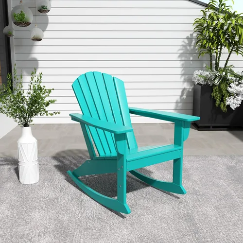 Vista 15 de WestinTrends Dylan - Silla mecedora Adirondack de plástico de polietileno para exteriores, color negro