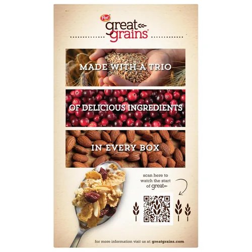 Vista 9 de Great Grains Cereal Crujiente de Arándanos y Almendras, Cereal con Arándanos Secos y Almendras, Proyecto Verificado Sin OMG, Caja de 14 OZ