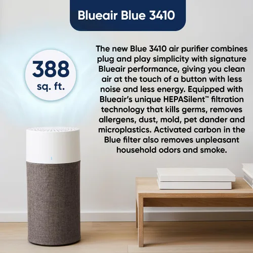 Vista 2 de BLUEAIR - Purificador de aire para dormitorio, limpiador de aire para polvo, caspa de mascotas, humo, moho, polen, bacterias, virus, alérgenos