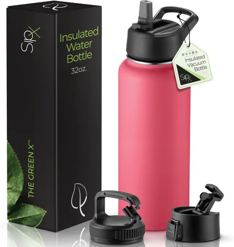 Vista 22 de SIPX™ Botella de Agua Aislada de 18 oz con 3 Tapas – Acero Inoxidable a Prueba de Fugas, Triple Aislamiento – Frío 24 Horas/Caliente 12 Horas