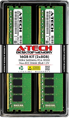 Vista 9 de A-Tech 8GB DDR4 2400MHz DIMM PC4-19200 UDIMM Non-ECC 2Rx8 1.2V CL17 288-Pin Módulo de actualización de memoria RAM para computadora de escritorio
