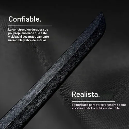 Vista 8 de E-BOGU Katana de práctica de polipropileno estilo Mokume (62.2 cm) con vaina Saya negra