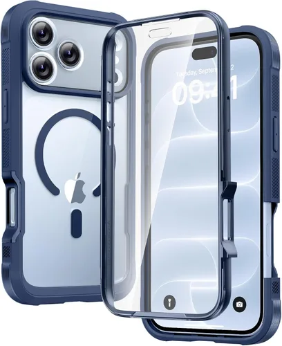Vista 69 de Carcasa Diaclara diseñada para iPhone 12/12 Pro, carcasa completa resistente con protector de pantalla táctil y antiarañazos integrado, carcasa Azul