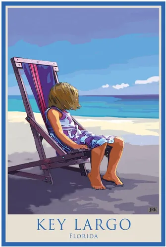 Vista 8 de Key Largo Florida Girl in Beach Chair Giclée Art Print Póster de Alla Prima Painting por la artista Joanne Kollman 9 x 12 pulgadas