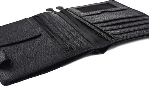 Vista 4 de Funda para planificador de cuero genuino A6 con presilla para bolígrafo, ranuras para tarjetas, bolsillos con cremallera, funda para organizador