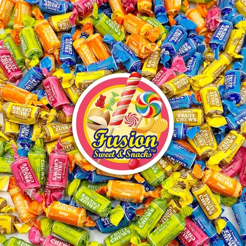Vista 8 de Caramelos masticables de frutas - Bolsa a granel de 2 libras (Aprox. 140 piezas), Rollos de caramelos masticables, 5 sabores surtidos, caramelos